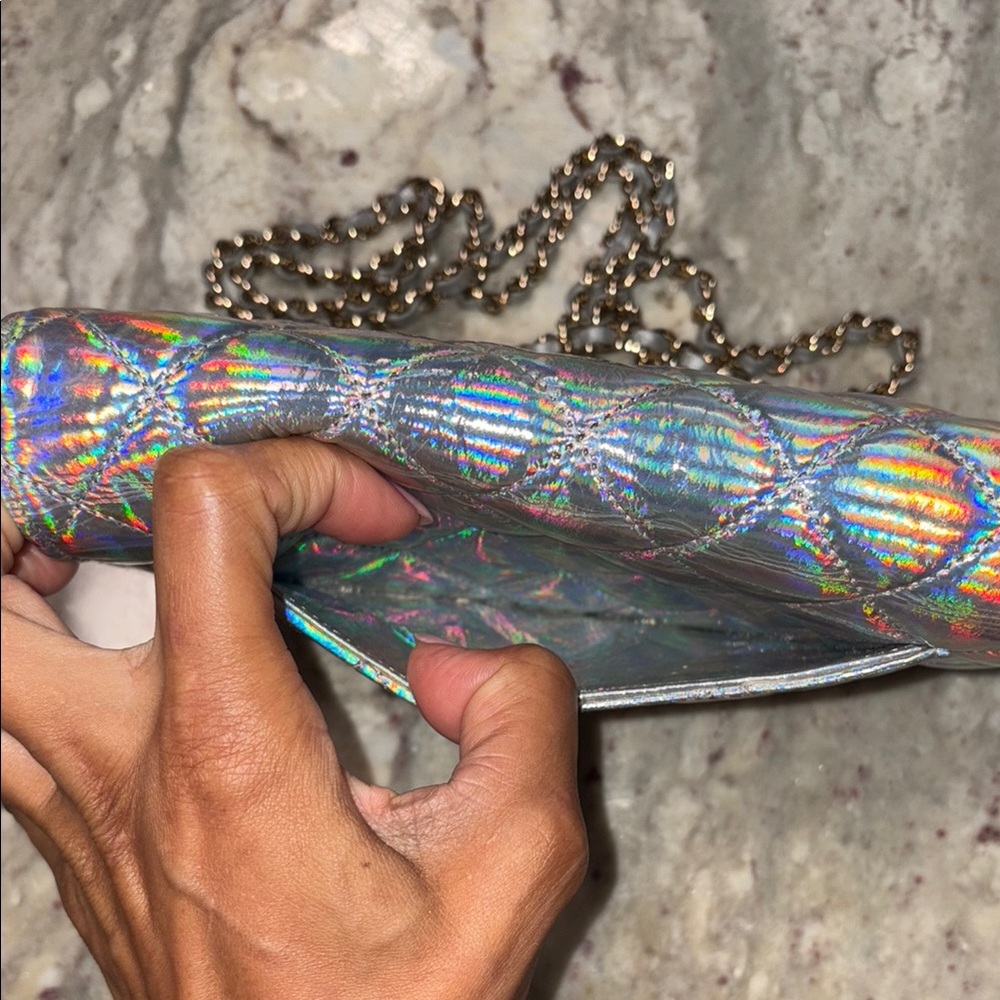 Chanel Goatskin Iridescent Holographic Wallet on Chain - Picture 7 of 14